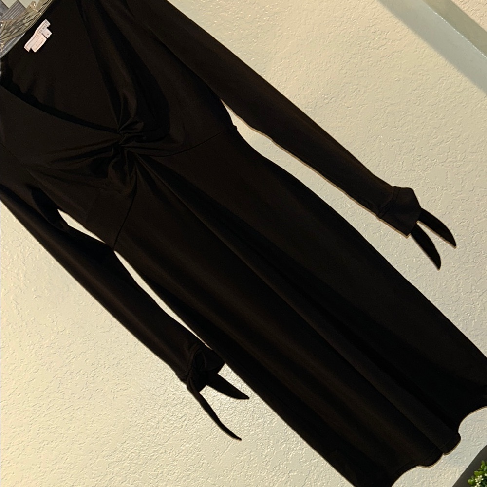 To the Max Black Tie Front 3/4 Sleeve Blouse Dress